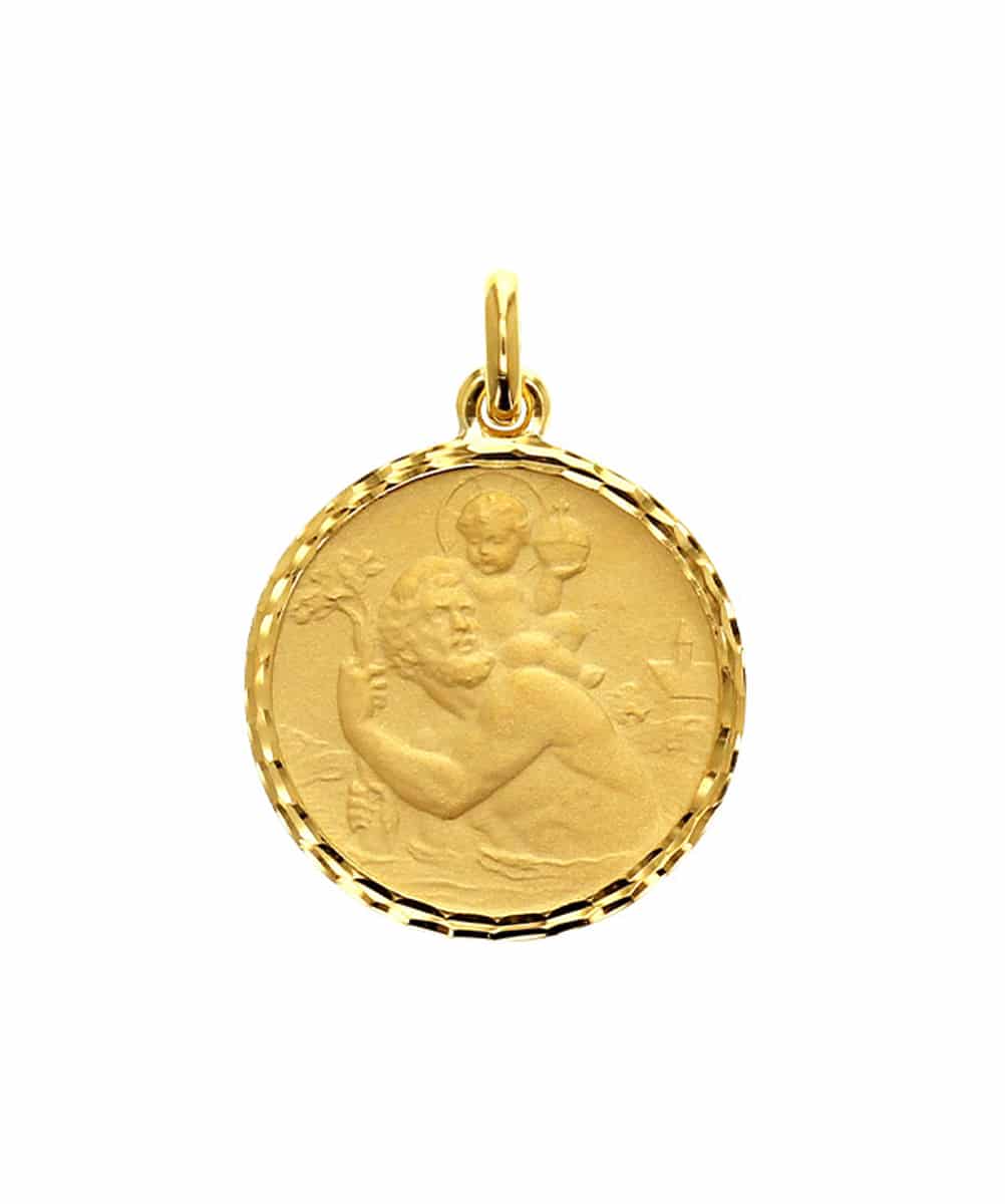 MÉDAILLE SAINT CHRISTOPHE CISELÉ EN PLAQUÉ OR